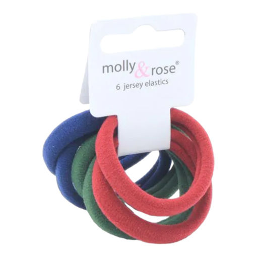 Picture of MOLLY & ROSE JERSEY HAIR TIES MAROON GREEN BLUE PACK OF 6